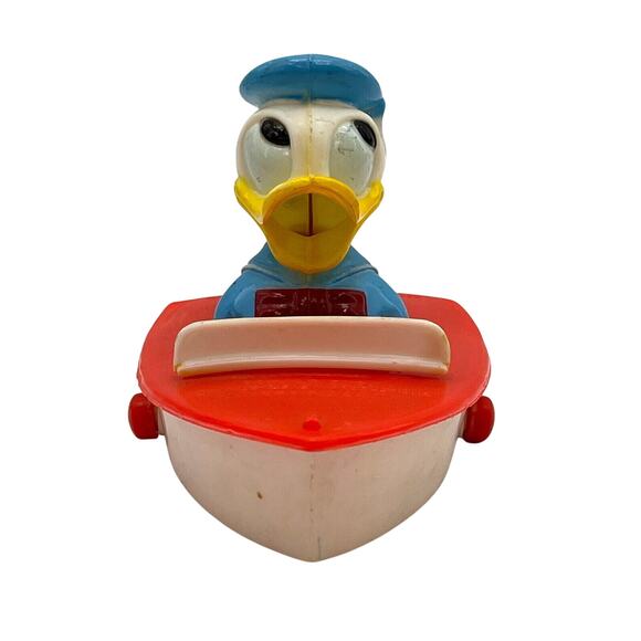 Vintage Donald Duck Trickey Rider Walt Disney String Pull Toy Hard Plastic - Picture 2 of 14